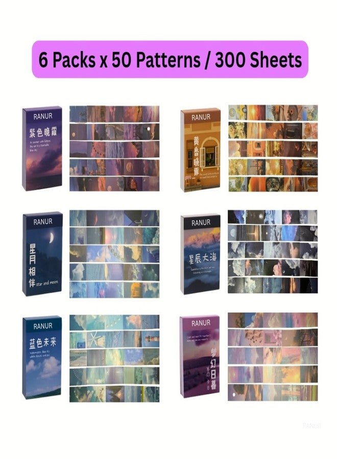 RANUR's Enchanting 6 Set Washi Stickers Book Life with Vintage Stickers for Scrapbook Aesthetics, Perfect for Journaling and Cloud -Themed 300 Sheets (50 Pieces, 6) - Image 3